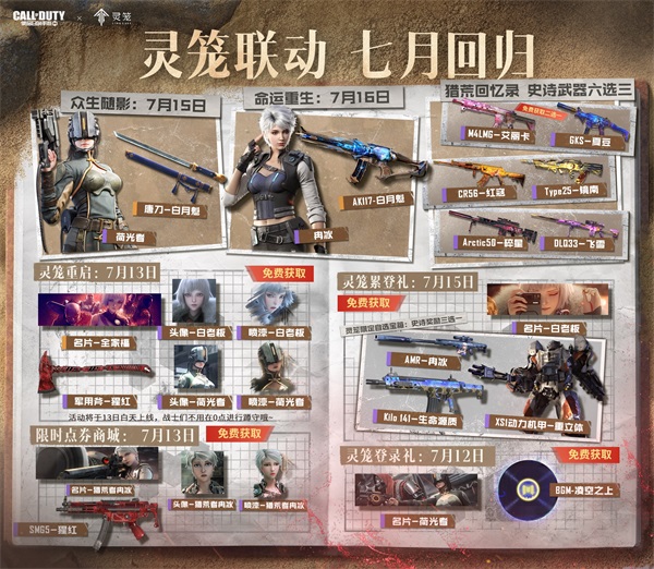 福利合集丨靈籠聯(lián)動，七月回歸，限時點券獲取日歷更新！