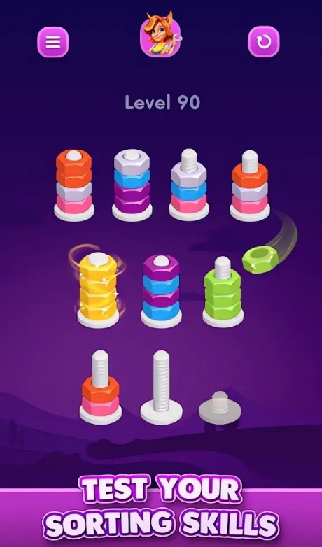  水果榨汁，螺母分類！益智手游《Nut Sort》以顏色分類的游戲！